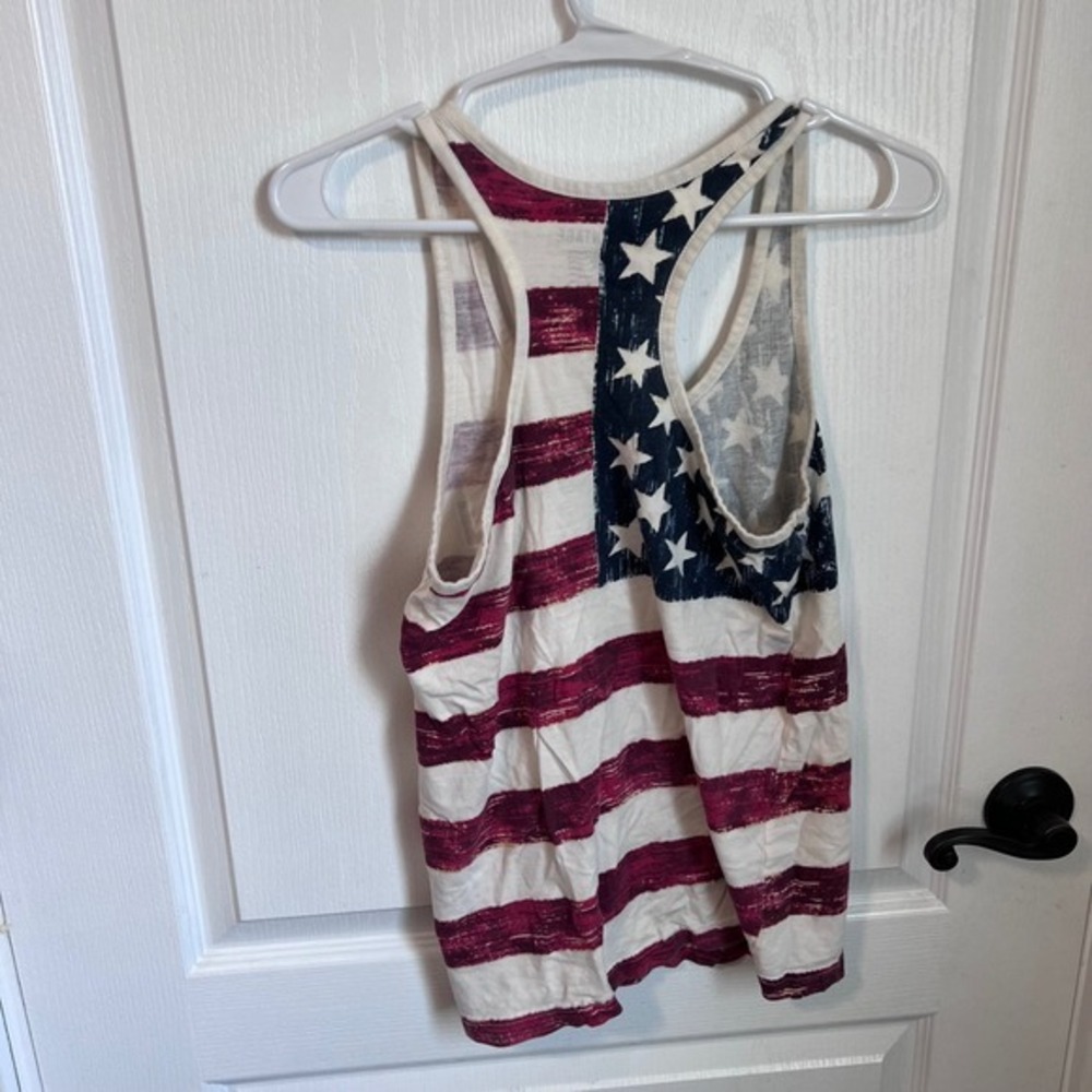 U.S. Vintage Women Destin Florida USA American Flag Racerback Tank Top Medium